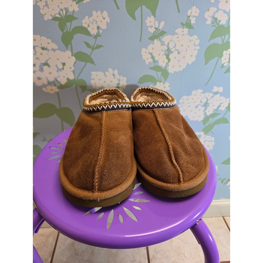UGG Tasman Chestnut Suede Embroidered Braid Slippers 5955 Brown Womens 7 - Picture 2 of 9